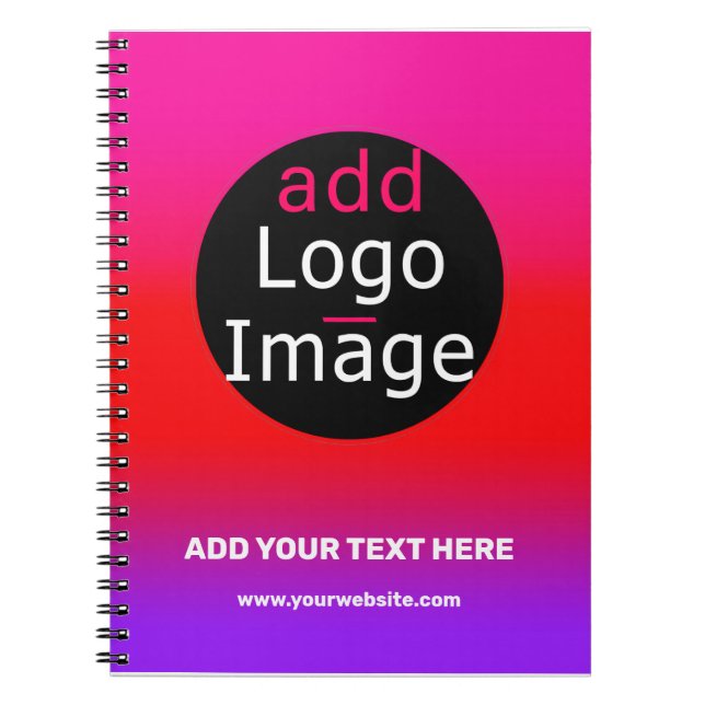 Magenta & Purple Customizable Business Gradient  Notebook (Front)