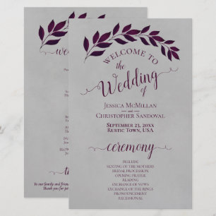 Magenta Purple Leaves Budget Wedding Program