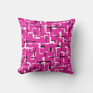 Magenta Purple Pink Black White Modern Pattern Throw Pillow