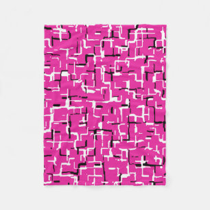 Magenta Purple Pink Black White Pattern Fleece Blanket