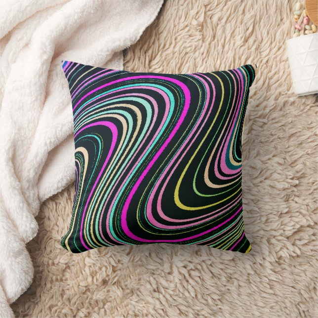 Magenta Purple Pink Blue Pattern  Throw Pillow (Blanket)