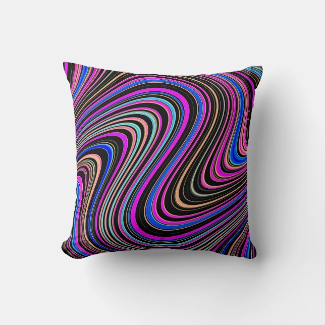 Magenta Purple Pink Blue Pattern Throw Pillow (Front)