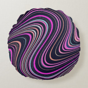Magenta Purple Pink Navy Pattern Round Pillow