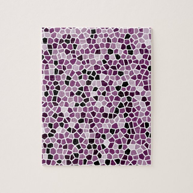 Magenta Purple Pink Stained Glass Pattern Jigsaw Puzzle (Vertical)