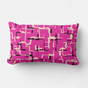 Magenta Purple Pink Yellow Black Modern Pattern Lumbar Pillow