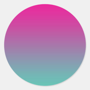 Magenta Purple & Teal Ombre Classic Round Sticker