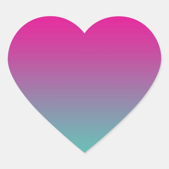 Magenta Purple & Teal Ombre Heart Sticker (Front)