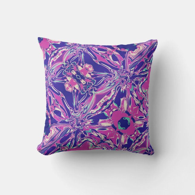 Magenta Purple White Flower Muted Diagonal Throw Pillow (Front)