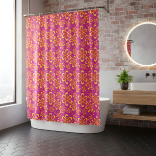 Magenta Purple Yellow Groovy Flower Pattern