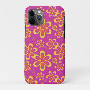 Magenta Purple Yellow Groovy Flower Pattern iPhone 11 Pro Case