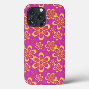 Magenta Purple Yellow Groovy Flower Pattern iPhone 13 Pro Case