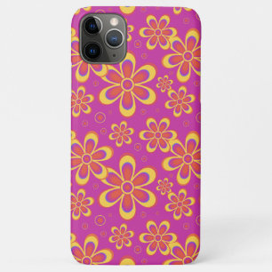 Magenta Purple Yellow Groovy Flower Pattern iPhone 11 Pro Max Case