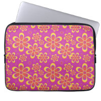Magenta Purple Yellow Groovy Flower Pattern
