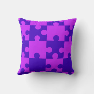 Magenta puzzle throw pillow