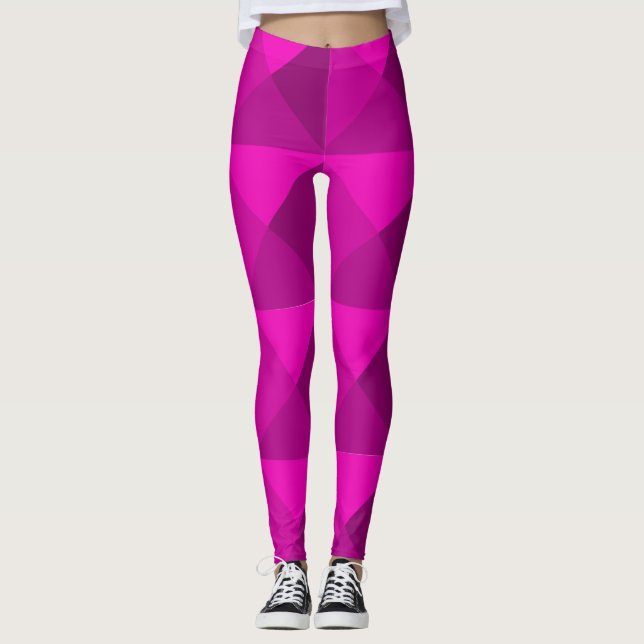 Magenta Pyramids  Leggings (Front)