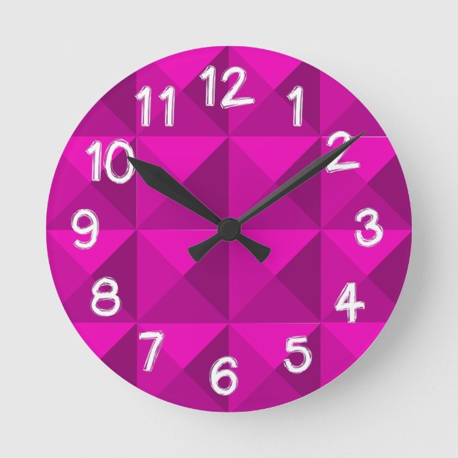 Magenta Pyramids  Round Clock (Front)