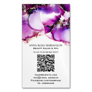 *~* Magenta QR CODE Yummy  Gold Gilded  AP29  Magnetic Business Card