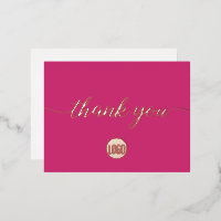 Magenta Real Rose gold foil Business Thank you