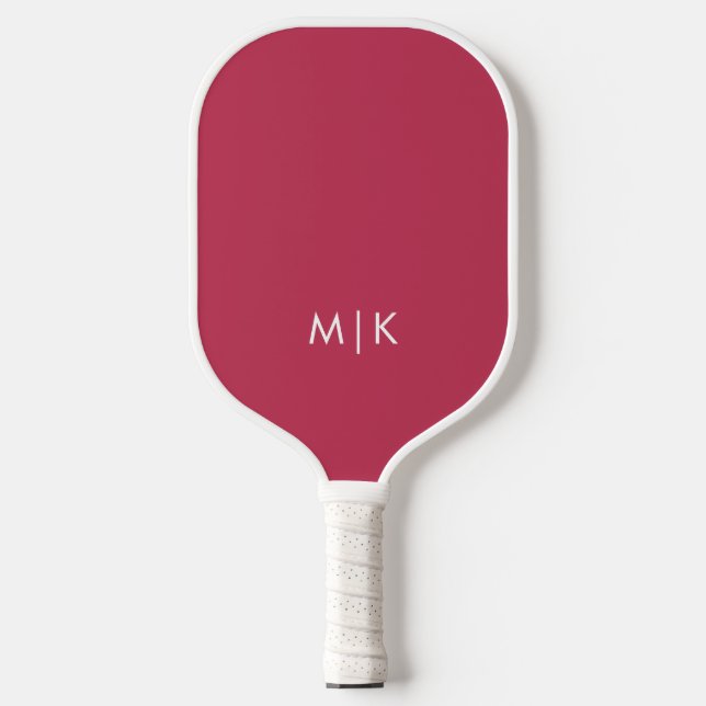 Magenta Red and White | Modern Monogram Pickleball Paddle (Front)