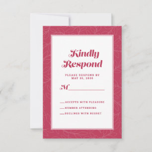 Magenta Red Artistic Leaf Modern Bold Abstract RSVP Card