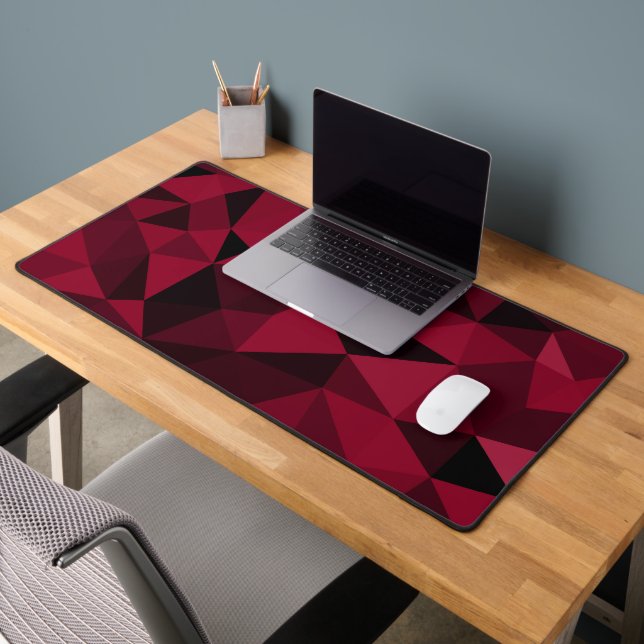 Magenta red geometric mesh pattern desk mat (Office 2)