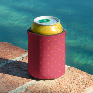 Magenta Red Pink With Goldfish Orange Spots Can Cooler