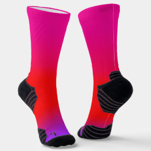 Magenta Red Purple Ombre Happy   Socks