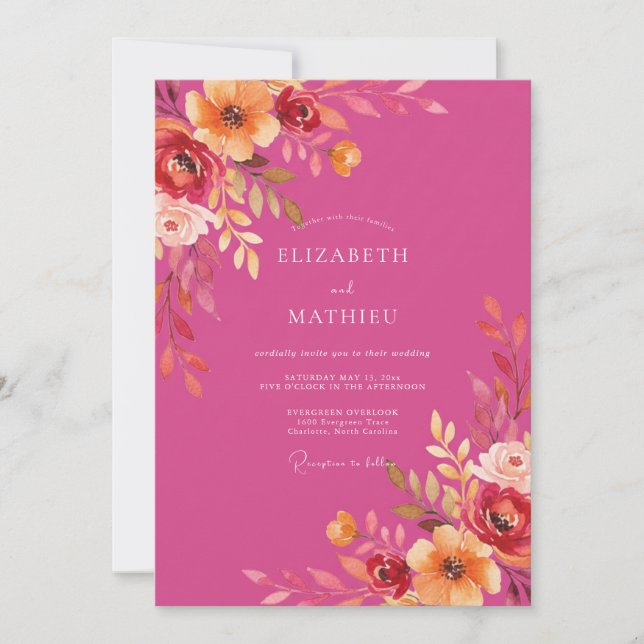 Magenta Resplendent Summer Wedding Invitation (Front)