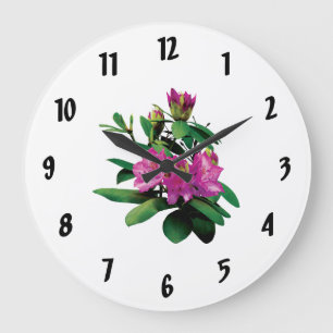Magenta Rhododendrons With Buds Large Clock