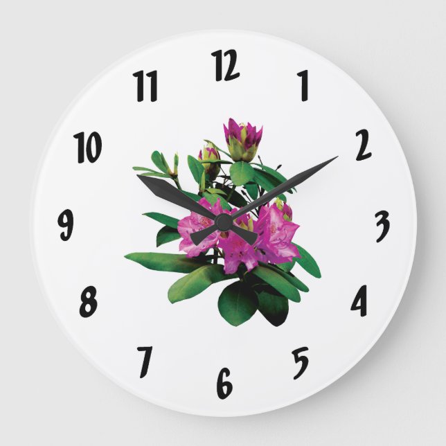 Magenta Rhododendrons With Buds Large Clock (Front)