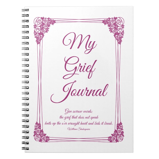 Magenta Rose Cluster Border Grief Journal (Front)