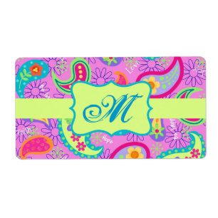 Magenta Rose Vert moderne Motif Paisley