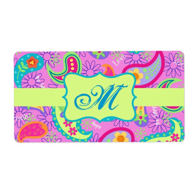 Magenta Rose Vert moderne Motif Paisley (Devant)