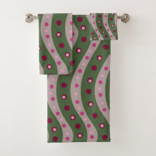 Magenta Rose Vert Motif À Points Imprimé