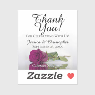 Magenta Rose Wedding Thank You Mini Bottle Label