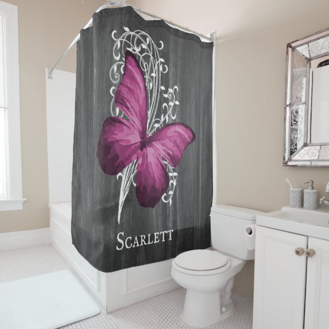 Magenta Rustic Butterfly Personalized (In Situ)