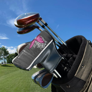 Magenta Rustic Butterfly Personalized Golf Head Cover