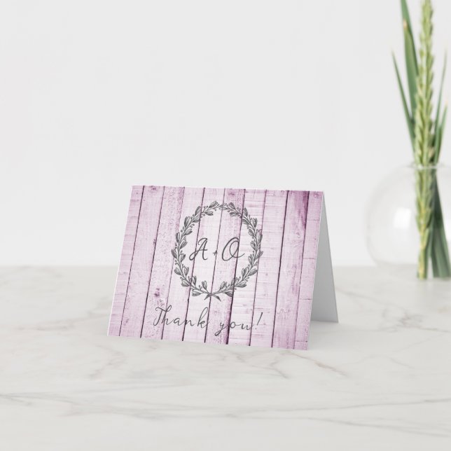 Magenta Rustic Mariage de monogramme Merci (Devant)