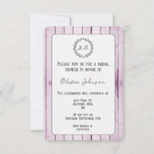 Magenta Rustic Monogramme Invitation à la douche n
