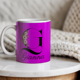 Magenta rustique aquarelle monogramme Mug