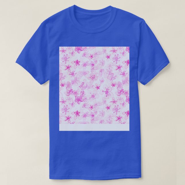 Magenta Sakura Cherry Blossom Pattern T-Shirt (Design Front)