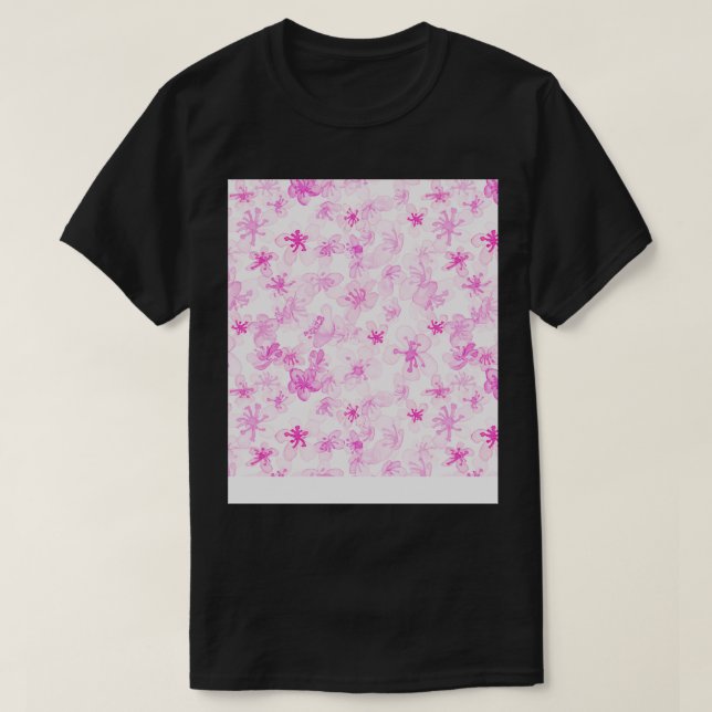 Magenta Sakura Cherry Blossom Pattern T-Shirt (Design Front)