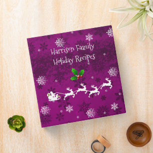 Magenta Santa's Sleigh and Reindeer Recipe Binder