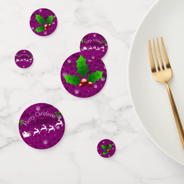 Magenta Santa's Sleigh and Reindeer Table Confetti (Group)