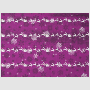 Magenta Santa's Sleigh and Reindeer Tissue Paper