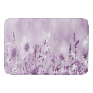Magenta Shaded Wild Flowers Bath Mat