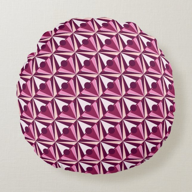 Magenta Shapes Round Pillow (Front)
