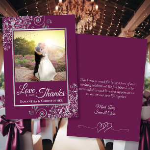 Magenta & Silver Love Merci Mariage Photo & Note