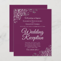 Magenta & Silver Wedding Reception BUDGET Invite