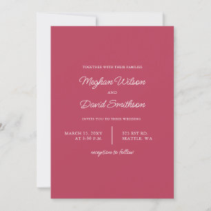 Magenta Simple Elegant Modern Wedding Invitation